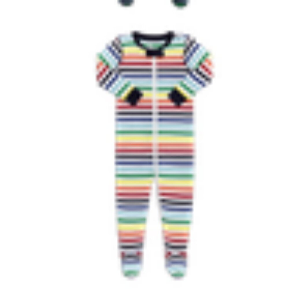 NWT Primary zip footie one piece PJs. Rainbow ivory. 9-12 months. NEW WITH TAGS.